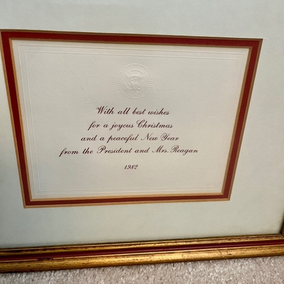 Ronald Reagan White House Embossed Christmas Card 1982 Framed - Picture 2 of 7